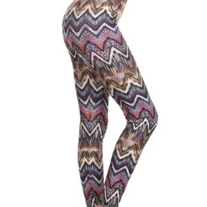 Purple Aqua Black White Brown Legging Aztec Print
